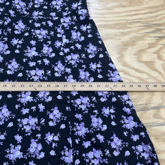 Y2K Milkmaid Babydoll Midi Dress Women's Large Black Floral Whimsigoth Fairy - Picture 12 of 14